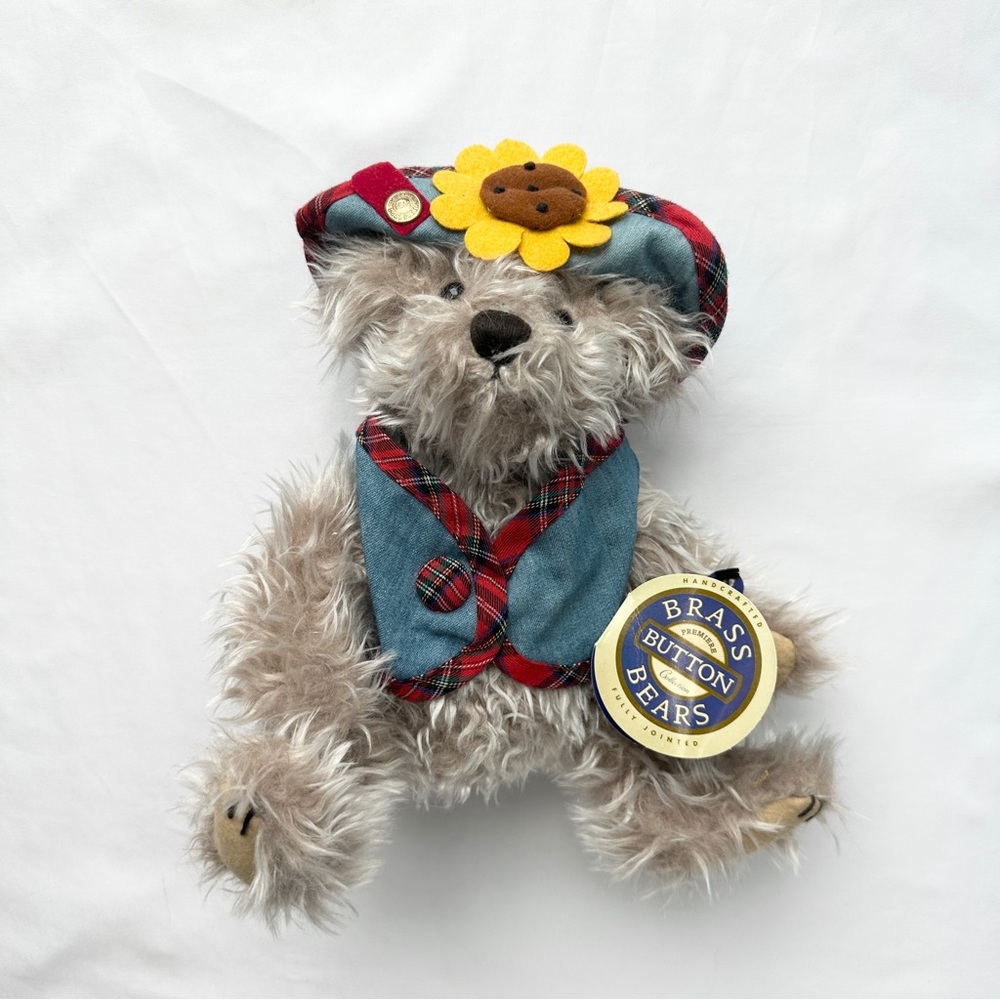 New Vintage 1996 Brass Button Bears Of Wealth Blossom Jointed Teddy Bear